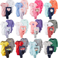 3 PCS Set Clothing Set for Baby Long Sleeve and Short Sleeves Baby Romper with Pants Sets